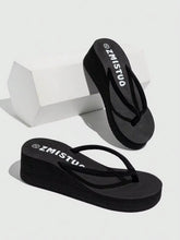 Load image into Gallery viewer, Women's Fashionable, Casual, Comfortable Black Color Flat Sole Slipper Sandals. Slip Resistant, Suitable For Indoor &amp; Outdoor Use