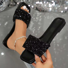 Load image into Gallery viewer, Women Sandals Flat Sole Rhinestone Decor Summer Lightweight Walking