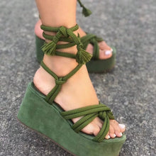 Load image into Gallery viewer, Women's Shoes 2025 Summer Fish Mouth Strap Wedge Sandals European And American Style Large Size Thick Sole Shoes