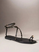 Load image into Gallery viewer, SHUZIA Women's Minimalist Elegant Rivets Decor Ankle Strap Flat Sandals