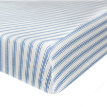 Load image into Gallery viewer, Honest Baby Organic Cotton Fitted Crib Sheet - Blue Ticking Stripe