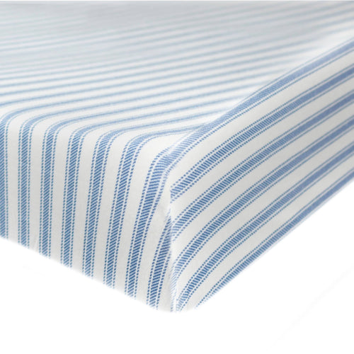 Honest Baby Organic Cotton Fitted Crib Sheet - Blue Ticking Stripe
