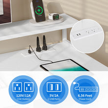 Load image into Gallery viewer, Dextrus 47 in Computer Desk with Storage Drawers &amp; LED Light, Office Desk with Monitor Stand &amp; Power Outlets, Work Study PC Desk for Small Spaces, Home Office, Oak