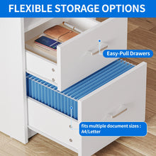 Load image into Gallery viewer, Dextrus 47 in Computer Desk with Storage Drawers &amp; LED Light, Office Desk with Monitor Stand &amp; Power Outlets, Work Study PC Desk for Small Spaces, Home Office, Oak