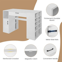 Load image into Gallery viewer, 53" Counter Height Sewing Craft Table with 14 Storage Cubes, Large Drawer, Cabinet &amp; Adjustable Shelf, 36" Artwork Workstation Drafting Writing Desk