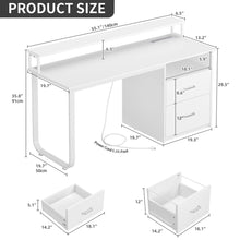 Load image into Gallery viewer, Dextrus 47 in Computer Desk with Storage Drawers &amp; LED Light, Office Desk with Monitor Stand &amp; Power Outlets, Work Study PC Desk for Small Spaces, Home Office, Oak