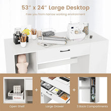 Load image into Gallery viewer, 53" Counter Height Sewing Craft Table with 14 Storage Cubes, Large Drawer, Cabinet &amp; Adjustable Shelf, 36" Artwork Workstation Drafting Writing Desk