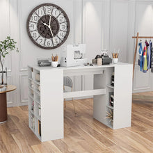 Load image into Gallery viewer, 53" Counter Height Sewing Craft Table with 14 Storage Cubes, Large Drawer, Cabinet &amp; Adjustable Shelf, 36" Artwork Workstation Drafting Writing Desk